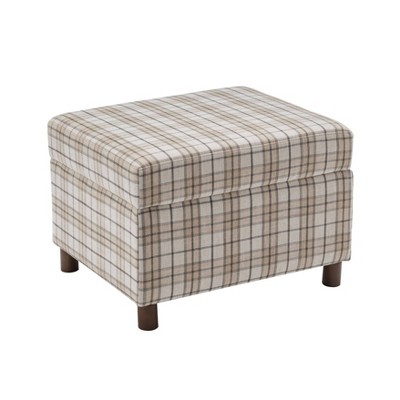 25" Wide Rectangle Storage Ottoman with Wood Legs and Hinged Lid - WOVENBYRD
