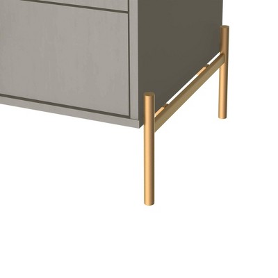 Jasper Grey 2-Drawer Nightstand with Gold Accents