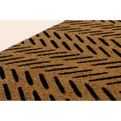 Natural Coir Black Fishbone Pattern Outdoor Doormat 18" x 30"