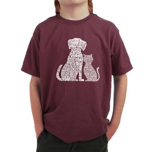 LA Pop Art Boy's Word Art T-shirt - Dogs and Cats - 1 of 4