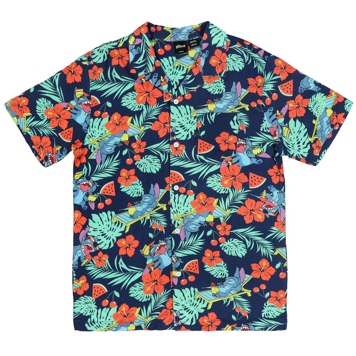 Seven Times Six Disney Lilo and Stitch Men's Hawaiian Shirt Tropical Party Button Up Top Multicolor - thumbnail 3