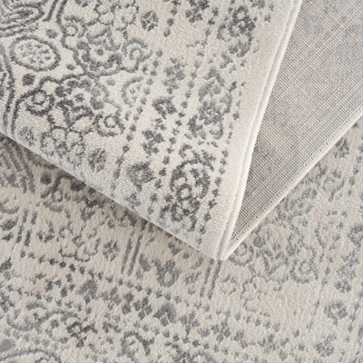 Gray Medium Pile Rectangular Polypropylene Area Rug