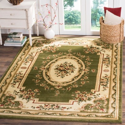Sage and Ivory Floral Rectangular Synthetic Area Rug