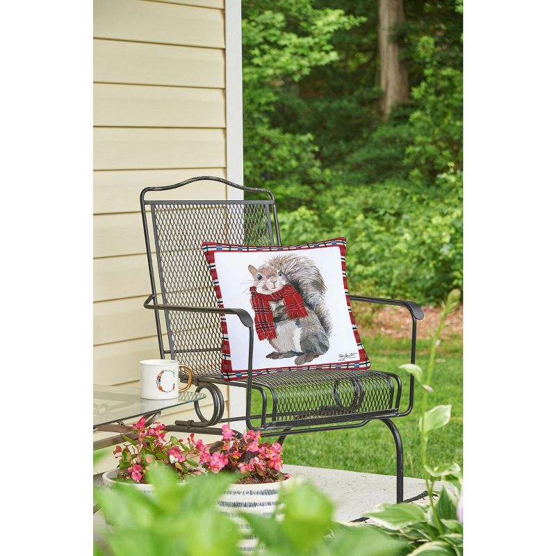 C&F Home 18" x 18" Plaid Squirrel Indoor / Outdoor Christmas Holiday Throw Pillow, 6 of 10