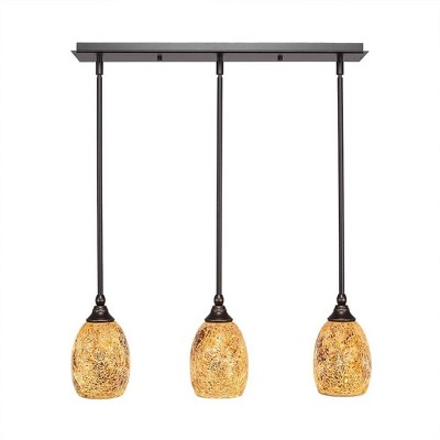Toltec Lighting Any 3 - Light Chandelier in  Dark Granite with 5" Gold Fusion Shade