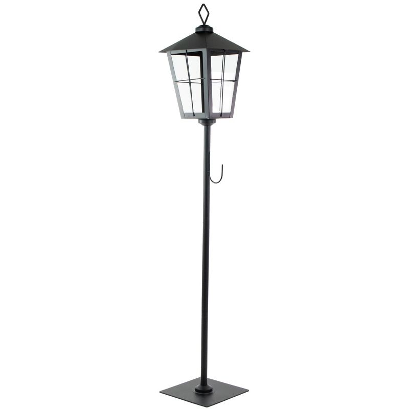 Northlight 43.75" Matte Black Candle Lantern with Wreath Holder, 1 of 6