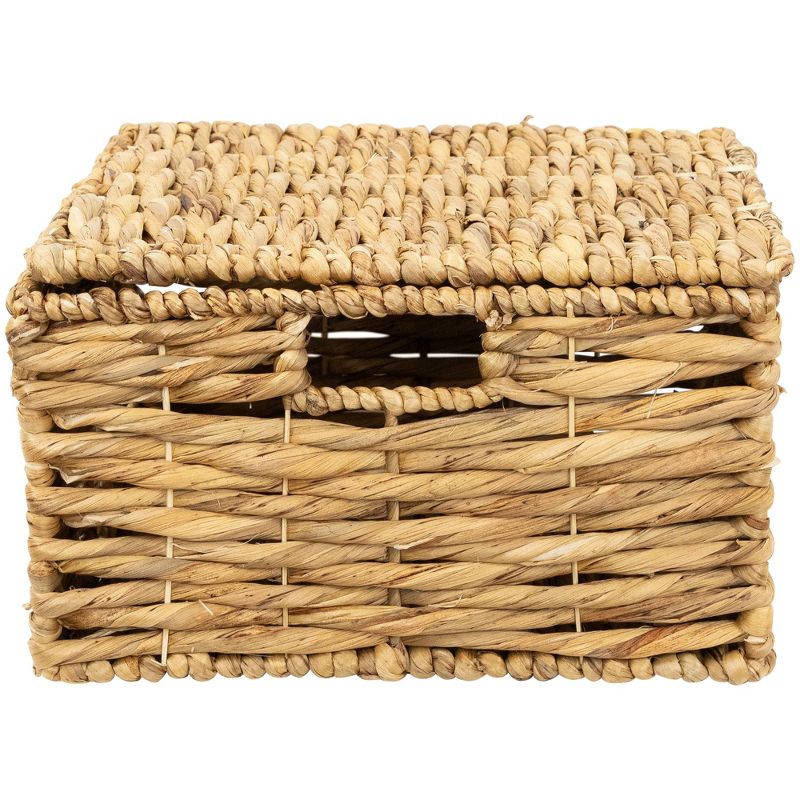 Northlight Set of 3 Camel Beige Woven Water Hyacinth Lidded Square Storage Baskets 15.5", 5 of 9