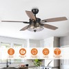Parrot Uncle 52" Modern Black Glass Ceiling Fan with Light and Remote - 2 of 4