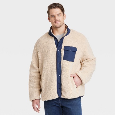 Men's Big & Tall High Pile Fleece Faux Fur Jacket - Goodfellow & Co™ Tan  5xlt : Target