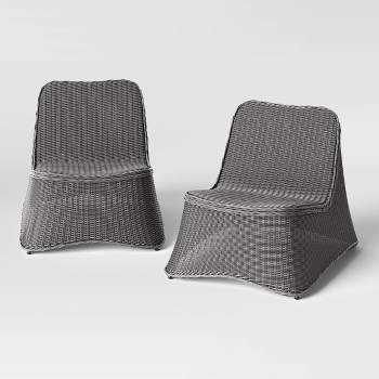2pc Wexler Wicker Stacking Outdoor Patio Chairs, Armless Chairs Gray - Threshold™