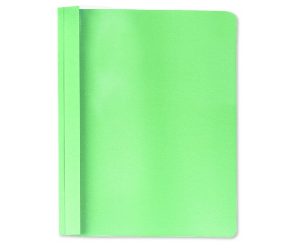 Universal Clear Front Report Cover, Tang Fasteners, Letter Size, Green, 25/Box