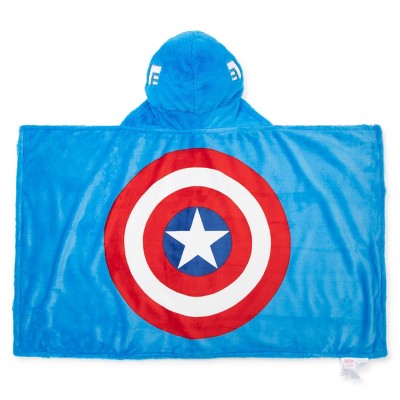 Marvel Captain America Kids&#39; Hooded Blanket Red/Blue