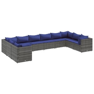 vidaXL Patio Lounge Set Gray PE rattan, powder-coated steel Large - 1 of 4