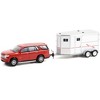 2021 Chevrolet Tahoe Cherry Red Pearl with White Horse Trailer "Hitch & Tow" Series 23 1/64 Diecast Model Car by Greenlight - 2 of 3