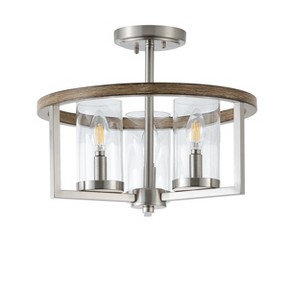 Dewdrop Industrial Semi Flush Mount Light Transparent Cylinder Shade High Transparency Glass for Dining Room Hallway - 1 of 4