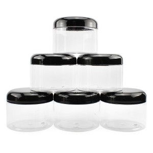 Cornucopia Brands Clear Plastic Jars w/ Black Plastic Lids 6pk; BPA Free for Bathroom, Kitchen, Crafts - 1 of 4