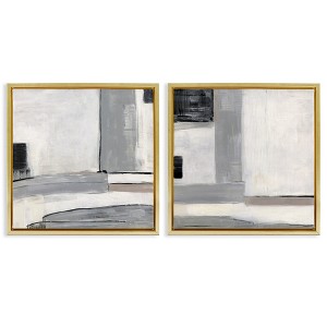 Stupell Industries Industrial Abstract Grey Geometric Black Framed Floater Canvas Wall Art - 1 of 4