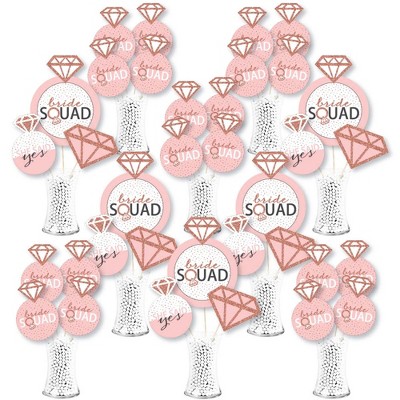 Big Dot of Happiness Bride Squad - Rose Gold Bridal Shower or Bachelorette Party Centerpiece Sticks - Showstopper Table Toppers - 35 Pieces