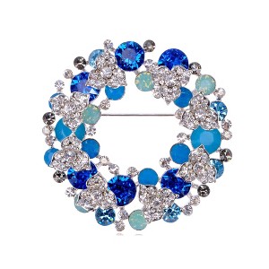 Anna-Kaci Crystal Rhinestone Faux Pearl Flower Swirl Wreath Fashion Pin Brooch - 1 of 4
