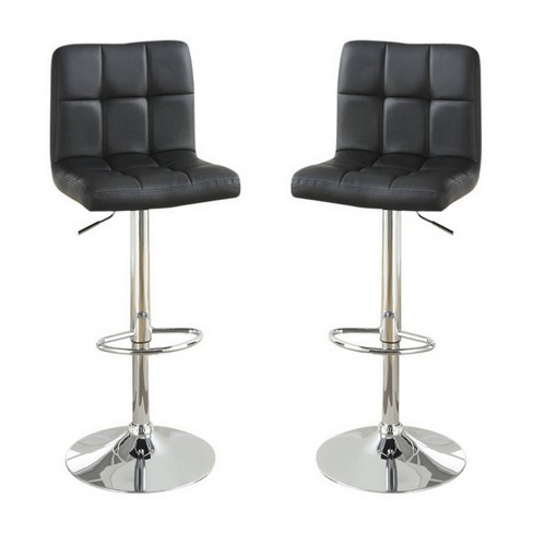 Set Of 2 Armless Chairs Style Barstools With Gas Lift Black