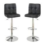 Set of 2 Armless Chairs Style Barstools with Gas Lift Black - Benzara