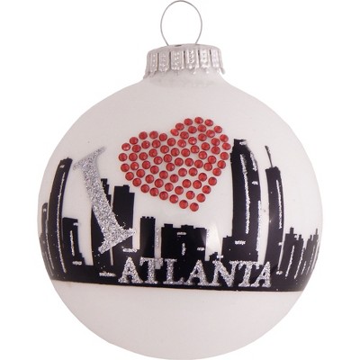 Christmas by Krebs Porcelain White Atlanta Skyline Christmas Ball Ornament 3.25" (80mm)