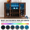 Wine Bar Cabinet with LED Light, Glass Door Wine Cabinet, Kitchen Sideboard with Rack, Freestanding Liquor Cabinet for Living Room, Dining Room - 3 of 4