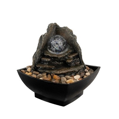 Nature Spring LED Rock & Glass Ball Water Fountain