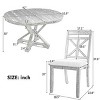 5 PCS Retro Dining Set, Extendable Round Table with Removable Leaf, Upholstered Chairs with Rubberwood Frame and Cushion-Coolbibila - 4 of 4