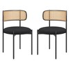 Homy Casa Set of 4 Rattan Back Dining Chairs with Metal Legs and Fabric Seat, Modern Natural Style, Black - 2 of 4