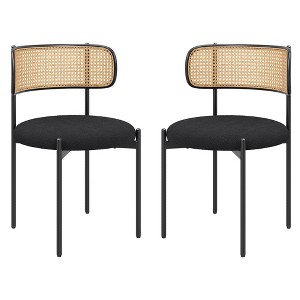 Kumasinova Modern Rattan Dining Chair Set of 2/4,Accent Kitchen Chairs with Metal Legs,Soft Cushioned Seat Dining Room Chairs,300lbs Capacity - 1 of 4