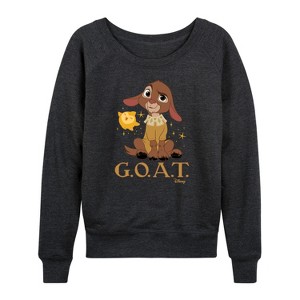 Women's - Disney - Valentino The GOAT Lightweight French Terry Wide Neck Long Sleeve Shirt - 1 of 4