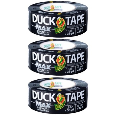 Duck Max Strength Duct Tape, Black, 3 Rolls, 1.88 Inch x 35 Yards Each