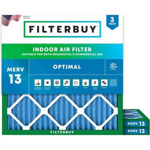 Filterbuy 21.25x21.25x1 Air Filter (3-Pack), Pleated MERV 13 Health Defense Replacement HVAC AC Furnace Filters (Actual Size: 21.25 x 21.25 x 0.75) - 1 of 4