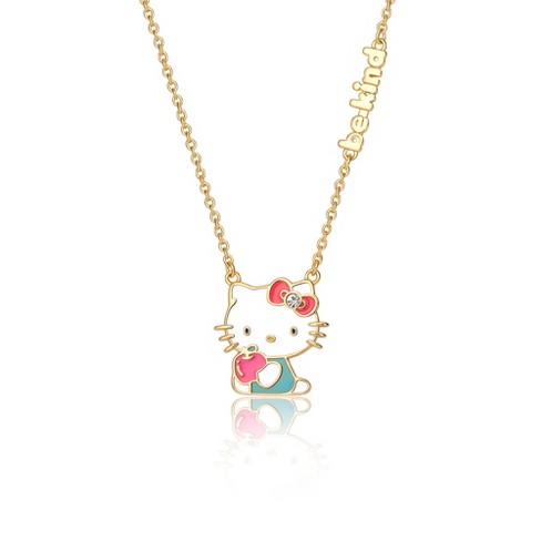 Sanrio Hello Kitty Crystal "BE KIND" Apple Necklace - 18'' Chain - image 1 of 2