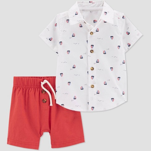 First Impressions Baby Boys 2-Piece Sailboat Shortall & T-Shirt Set Navy