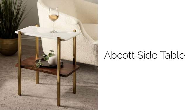 Kate and Laurel Abcott Rectangle Wood Side Table, 20x12x24, White and Walnut Brown, 2 of 11, play video