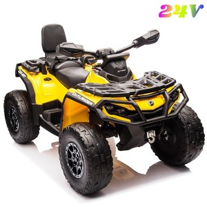 24 Volt Licensed Can-Am Electric ATV for Kids, 2WD/4WD Ride on Toys with Music, Leather Seat, Bluetooth, USB, 5 Mph Max 800W 4 Wheeler for Toddlers - 1 of 4