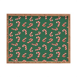 Lathe & Quill Candy Canes Green Rectangular Tray -Deny Designs - 1 of 2