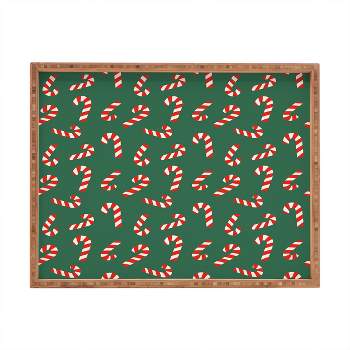 Lathe & Quill Candy Canes Green Rectangular Tray -Deny Designs