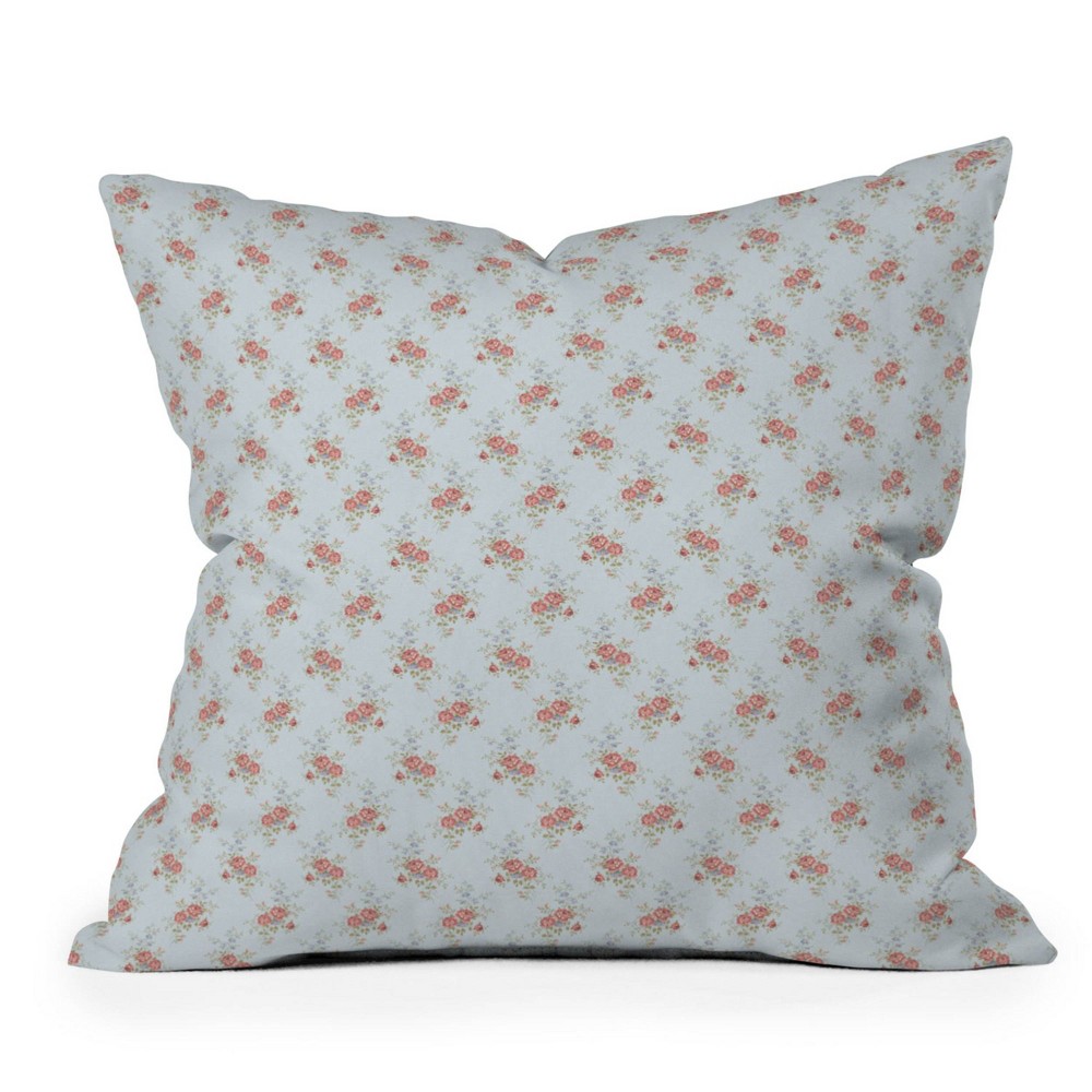 Photos - Pillow Deny Designs 18"X18" Evanjelina & Co Vintage French Flower Blue Square Indoor Throw 