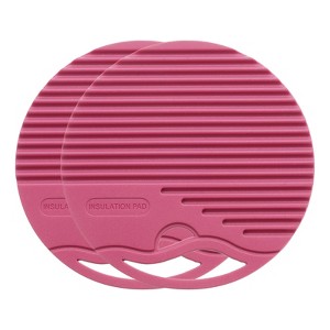 Unique Bargains Round Heat Resistant Non-Slip Silicone Trivet Mat for Pots Coasters 2 Pcs - 1 of 3