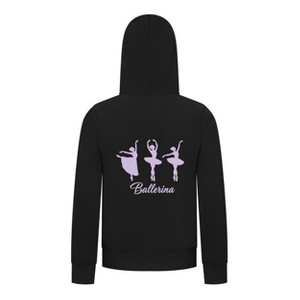 Everyday Kids Ballerina Girls Zip Up Hoodie – Purple Dancer Silhouette Ballet Sweatshirt - 1 of 4