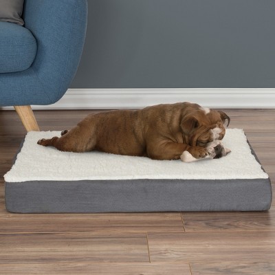 Gray Memory Foam Orthopedic Dog Bed with Faux Shearling Cover