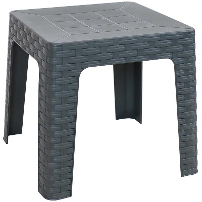 Sunnydaze 18" Square Polypropylene Indoor/Outdoor Patio Side Table, Gray