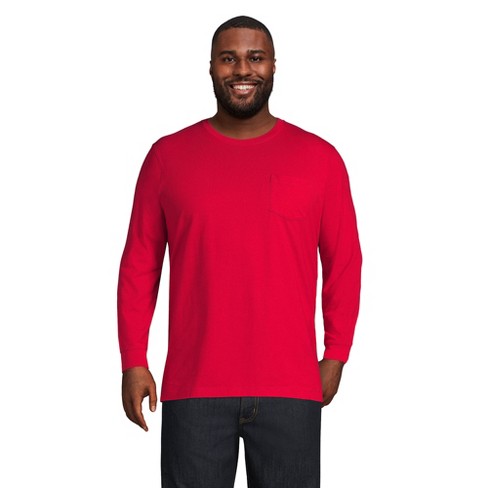 Lands' End Men's Big Super-T Long Sleeve T-Shirt with Pocket - 2X Big -  Rich Red