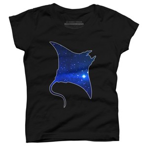 Girl's Design By Humans Space Manta Ray By Shrenk T-Shirt - 1 of 3