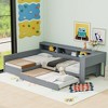 TIRAMISUBEST Twin Size L-Shaped Double Platform Beds with Trundle, Storage Bed Frame with Shelf, Drawer & Charging Station - 4 of 4