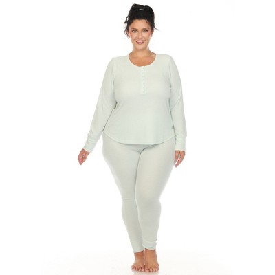 White Mark Plus Size Waffle Pajama Set