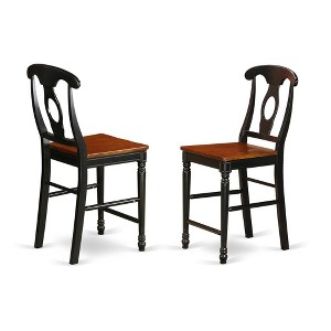 East West Furniture,Kenley Counter Height Stools With Wood Seat In Black and Cherry Finish, Set of 2 - 1 of 3